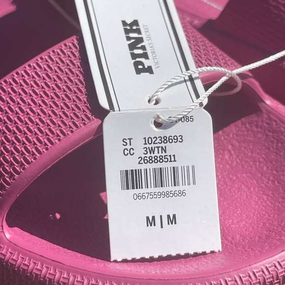 PINK Victoria Secret Double Strap Pillow Slides In Red Violet Medium 7/8 - Picture 10 of 11